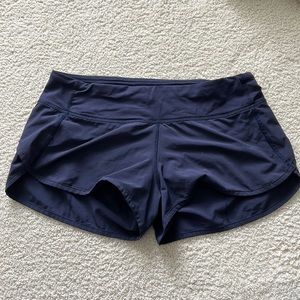 Navy Blue Lululemon Women’s Speed Up Lined Shorts 2.5”